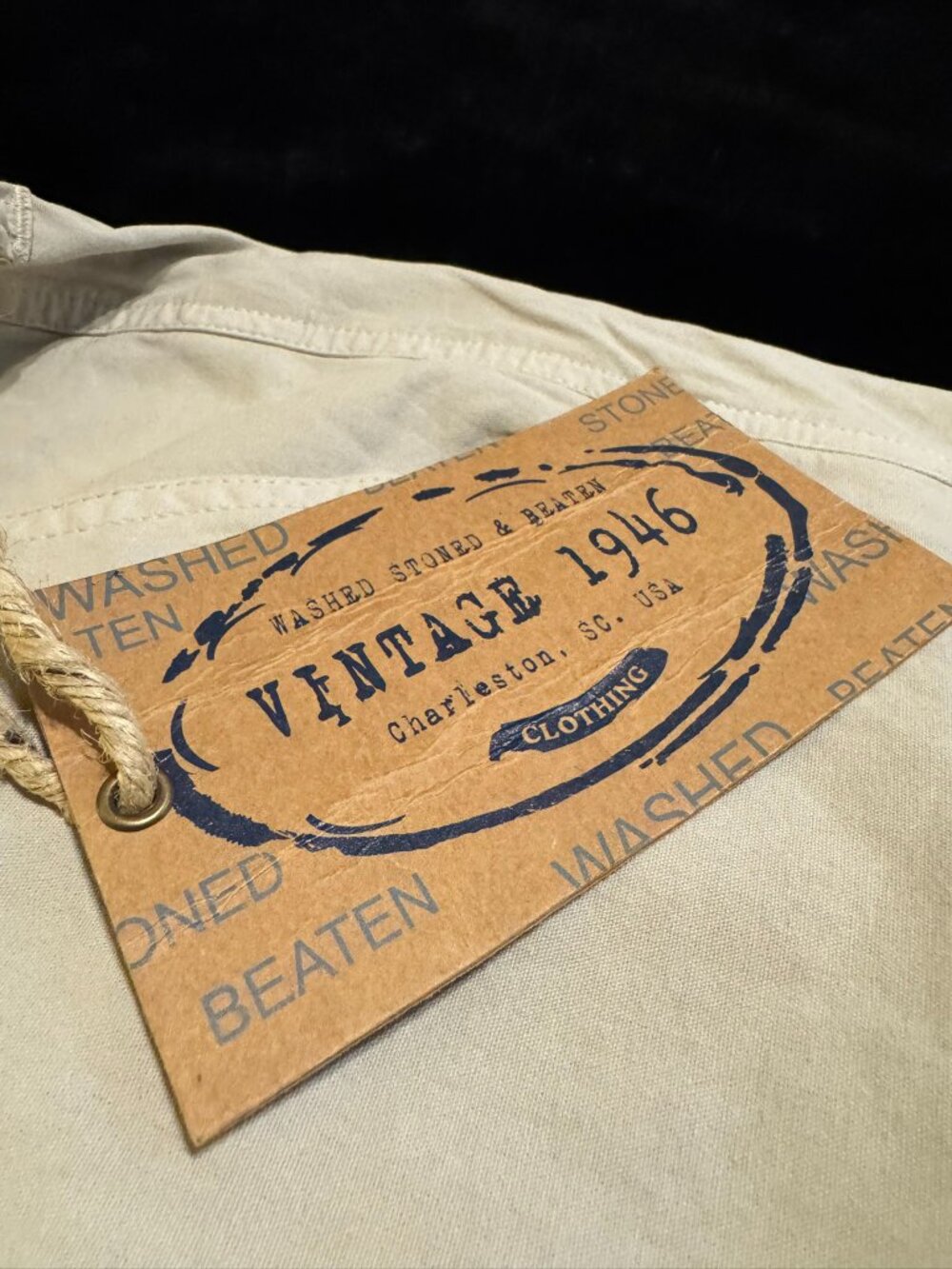Vintage 1946 Washed Stoned & Beaten Size 36 Men's Khaki Shorts NWT - Picture 5 of 8